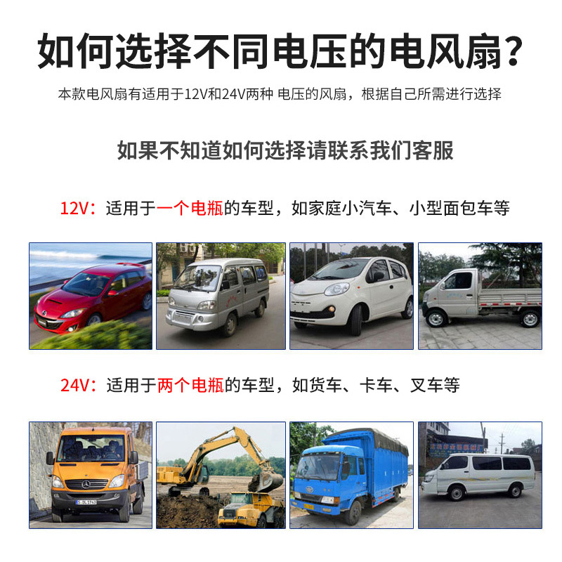 车载风扇24v大货车12v伏汽车纳丽雅(Naliya)车用小电风扇强力制冷电扇摇头大功率 6叶10寸24V浅蓝