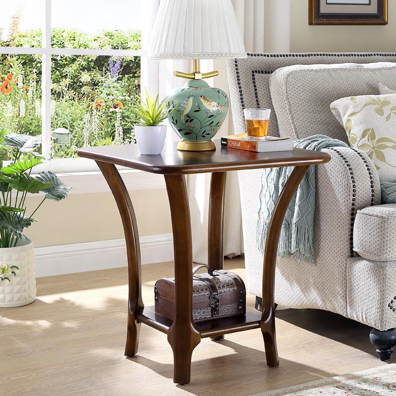 小方桌实木简约现代客厅沙发边几角几北欧小茶几轻奢创意边柜家用 B款黑胡桃色60*60*65cm