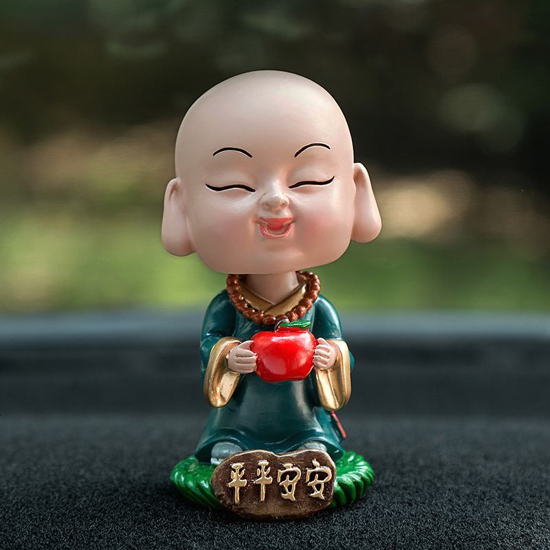 车载摆件摇头小和尚车上可爱小沙弥创意车用装饰品汽车用品平安