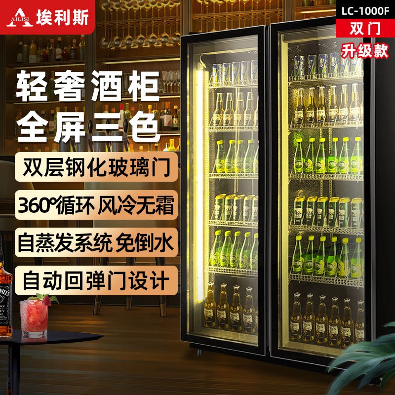 埃利斯(AILISI)啤酒柜饮料柜风冷展示柜超市酒吧KTV 商用冷藏冰柜网红冷柜大容量风冷回弹门LC-1000F