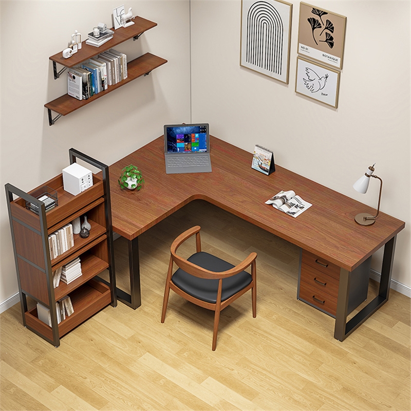 定制转角书桌邦可臣拐角电脑桌家用l型办公桌学生学习桌写字台书架