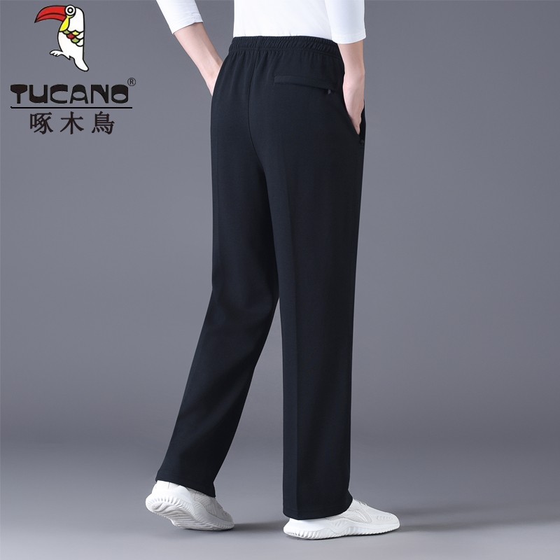 啄木鸟男士卫裤春夏薄款中老年松紧腰宽松爸爸裤子大码休闲长裤宽高清大图