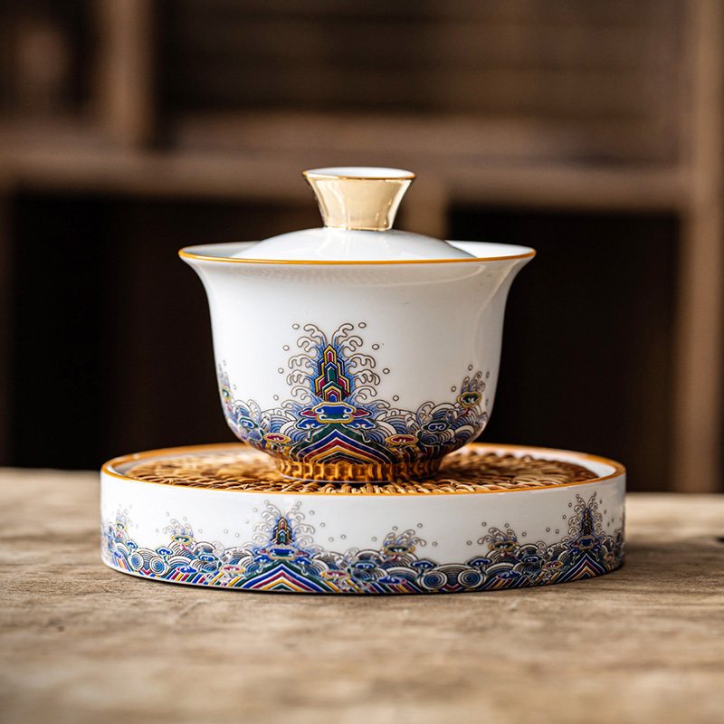 領藝 皇家御品三才盖碗茶杯大号壶承茶托泡茶功夫茶碗