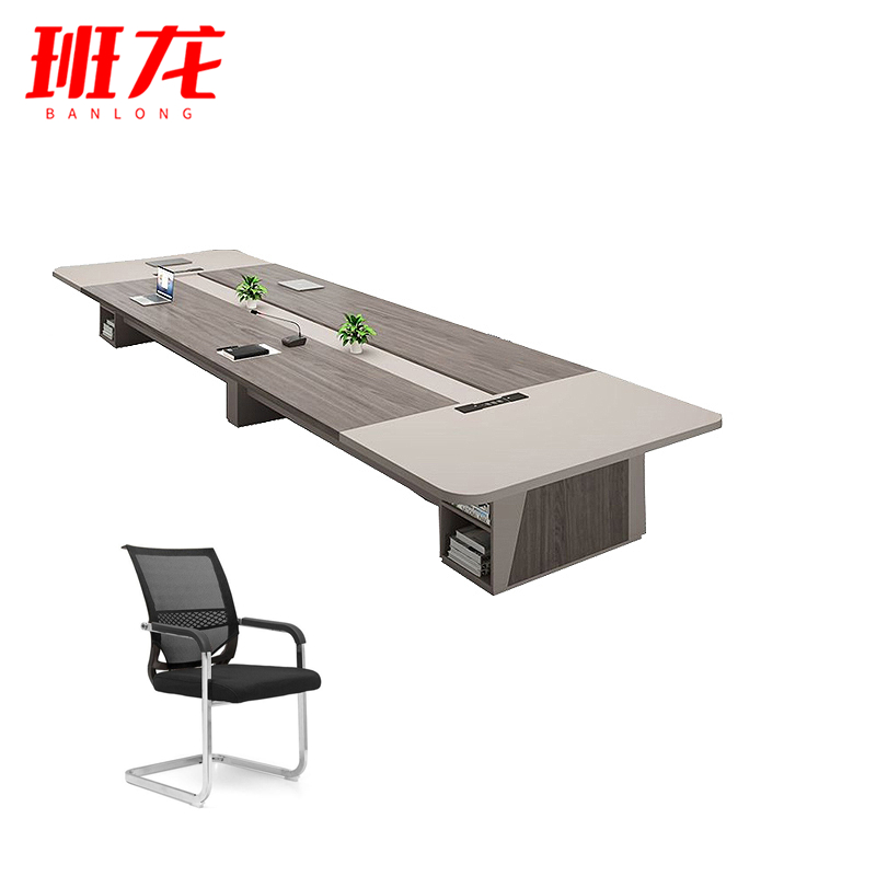 班龙办公洽谈桌4.5米+16把椅子套高清大图