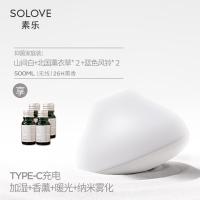 SOLOVE素乐家用香薰机加湿器超声波雾化助眠香氛插电卧室熏香香熏可爱女随身便携式送女朋友礼物精油灯北国薰衣草*2+蓝色风铃香薰*2