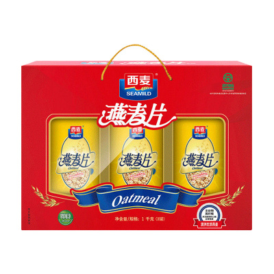 西麦 燕麦片礼盒 1000g礼盒装 高档礼盒 即食免煮 不添加蔗糖冲饮麦片营养谷物早餐