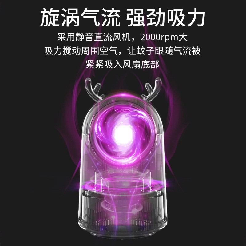 新款灭蚊灯小型吸入式光触媒灭蚊诱杀蚊子萌宠家用卧室办公室 三维工匠 粉红色 1个高清大图