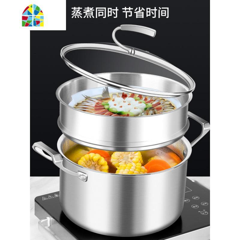 Sstar304不锈钢汤锅蒸锅家用小双耳大容量加厚锅具燃气电磁炉 FENGHOU 内径22cm汤锅(无蒸格)图片