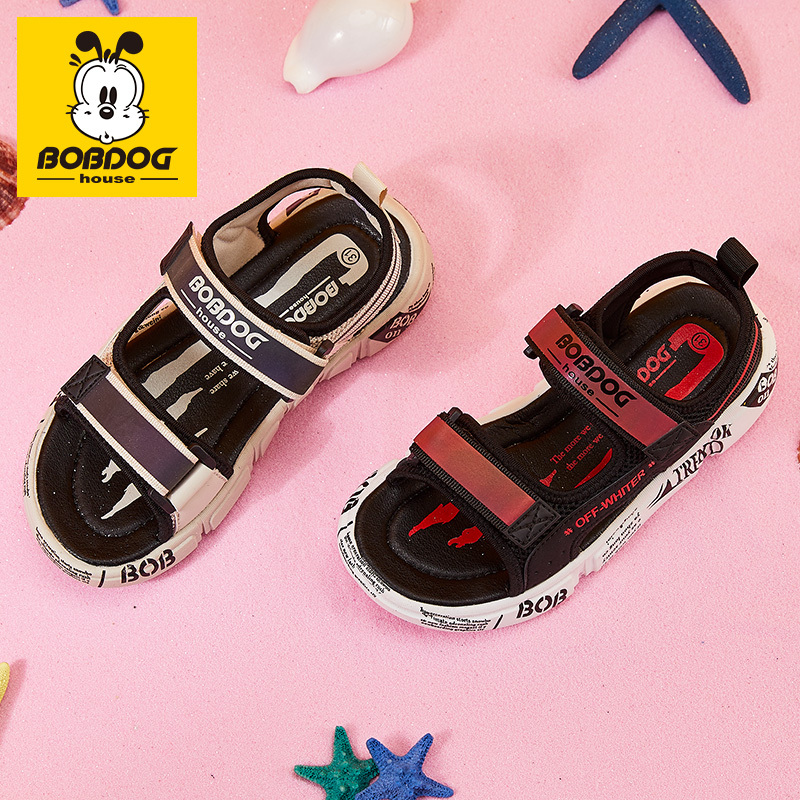 BOBDOG HOUSE巴布豆儿童凉鞋2019夏季男童时尚女童小学生软底沙滩鞋T9231