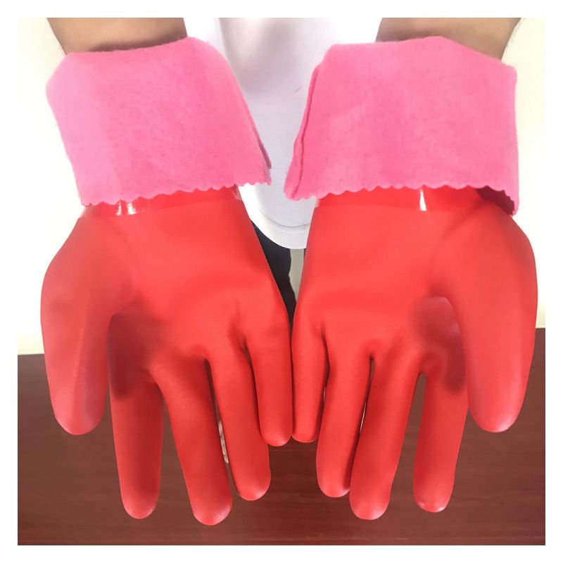 28厘米长一体绒保暖手套 2双|洗碗手套防水橡胶加绒加厚保暖洗衣服