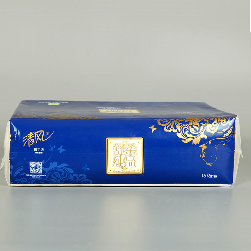 清风B913B舒柔纯品2层DECO压花150张擦手纸软包 原生木浆 商用办公 生活用纸 卫生纸