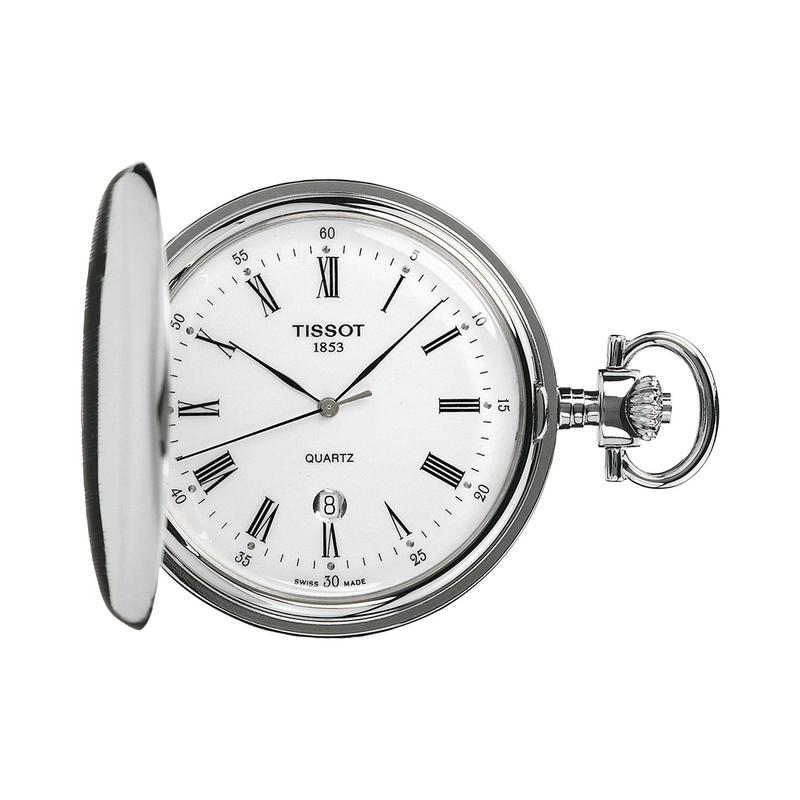 天梭(TISSOT)瑞士工艺石英表复古时尚不锈钢怀表49mm