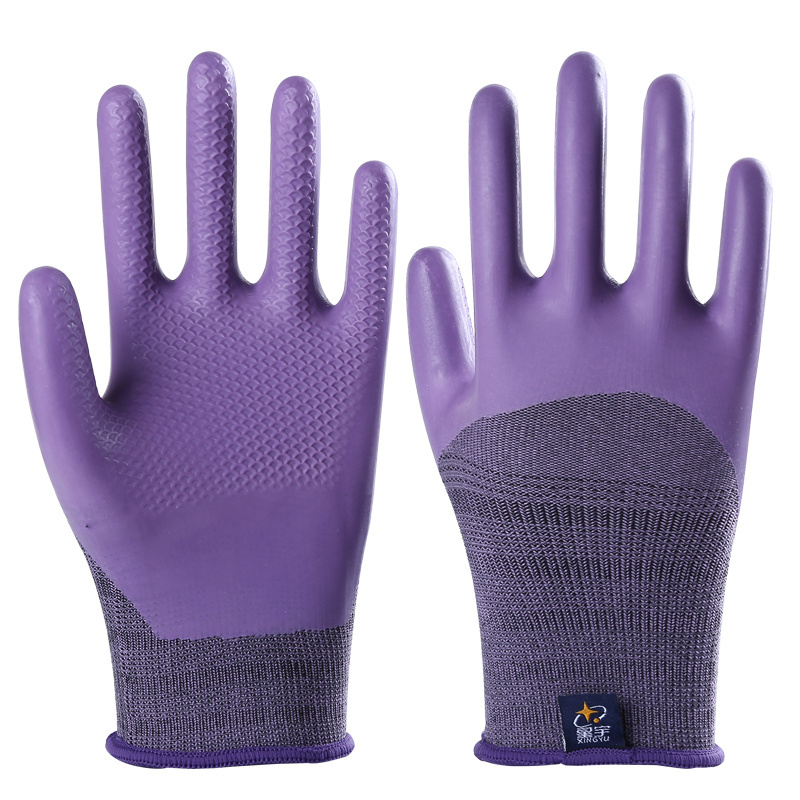 星宇劳保手套优耐半挂全胶手套女工地手套劳保手套批发耐磨手套 12副