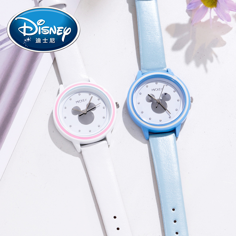 迪士尼(Disney)手表女2021年新款网红女款学生ins小众设计轻奢初高中夏季简约气质奢华女生防水时尚潮流皮带石英表
