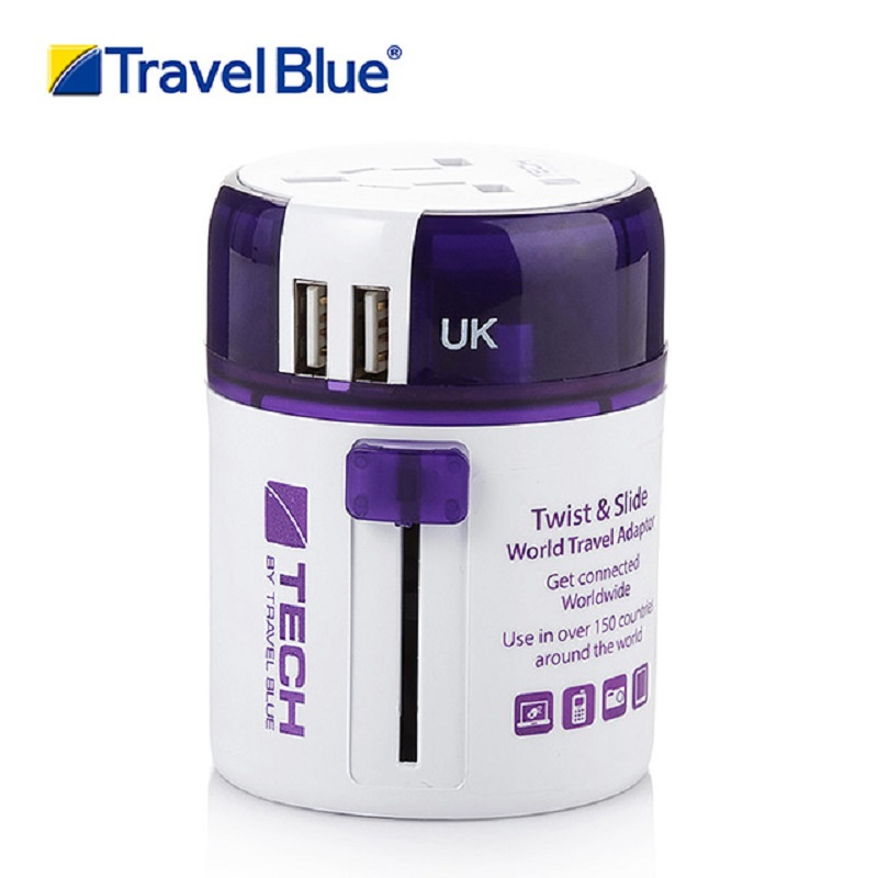 Travel Blue 蓝旅 魔方环球通用转换插座 +2×USB270紫色