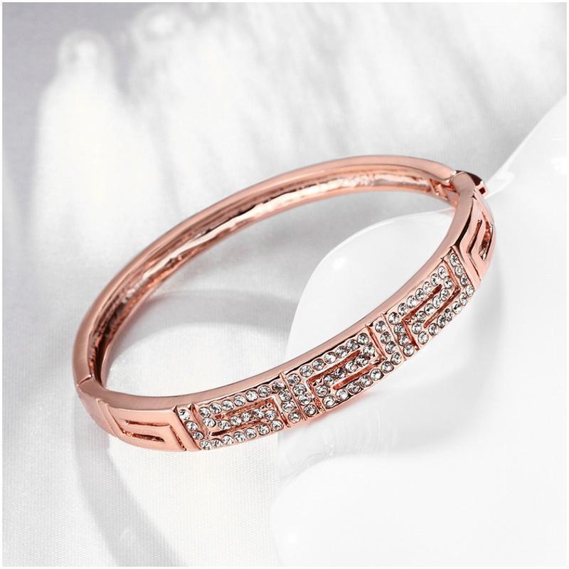 Z004 Women Gold Bracelet 女士水晶手镯镀18K玫瑰金日韩首饰配饰送女朋友七夕情人节礼物