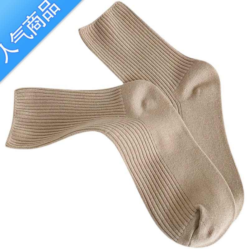SUNTEK白色袜子女中筒袜ins潮春夏薄款日系色百搭堆堆袜长筒咖色女士