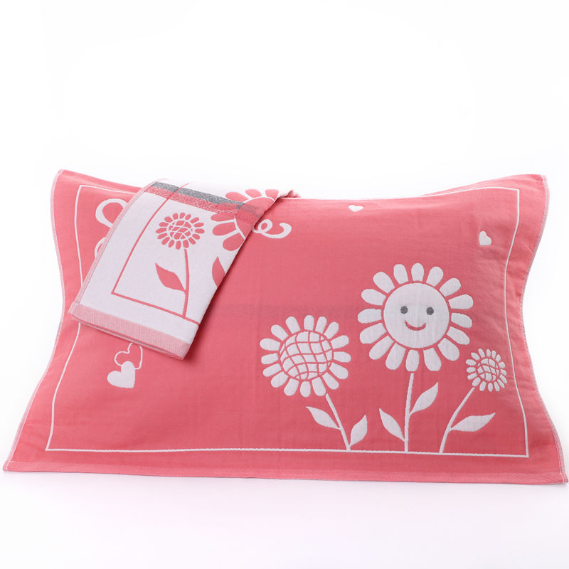 两条装枕巾纯棉一对三层纱布成人枕头巾不掉色不起球单人大枕巾