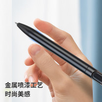 得力A12 中性笔 黑色 12支/盒乐素按动水笔0.5mm金属质感签字笔 学生用按动笔黑色碳素水笔