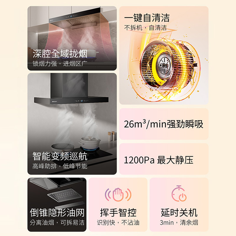 帅康(sacon)T811+71B烟灶套餐欧式26立方大吸力厨电套装变频吸油烟机煤气灶燃气灶两件套抽油烟机灶具套餐天然气