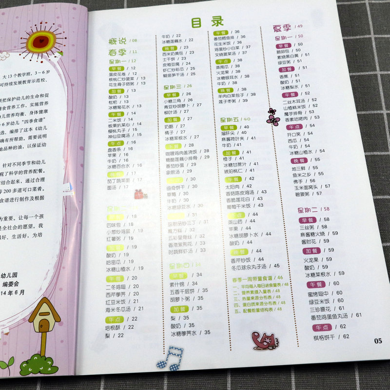 [正版]幼儿园带量四季食谱 幼儿园食谱科学营养配餐工具书一周16周新标准食谱 3-6岁儿童饮食营养菜谱发育成长幼儿园管高清大图