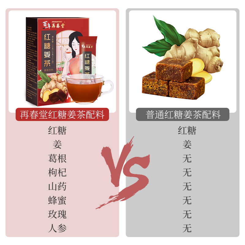 买1送1 买2发5 同款再春堂红糖姜茶120g姜糖红糖水速溶姜母茶老姜汤生姜水姜汁大姨妈茶