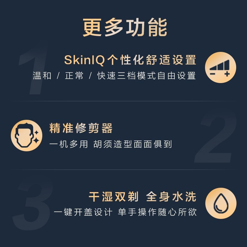 飞利浦(PHILIPS) 电动剃须刀 荷兰原装进口SkinIQ蜂巢9系智能光感刮胡刀礼物 高端须刀SP9830/12高清大图