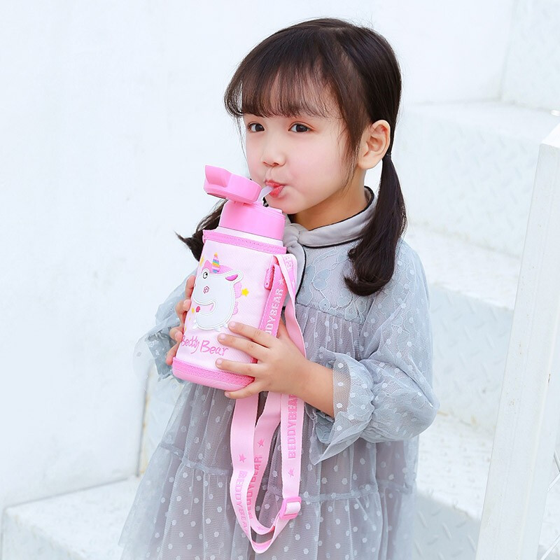 3D浮雕狮子款杯具熊BEDDYBEAR儿童保温杯带吸管儿童水杯316不锈钢宝宝儿童保温壶600ml
