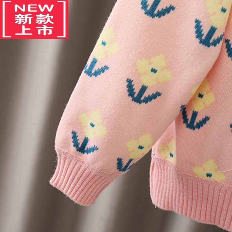 可莉允女童毛衣开衫2022春装童装洋气针织衫春秋款韩版儿童女孩外套