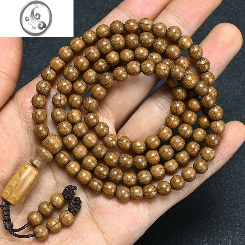 jimi精品手链108颗龙须藤降龙木六条纹佛珠20手串