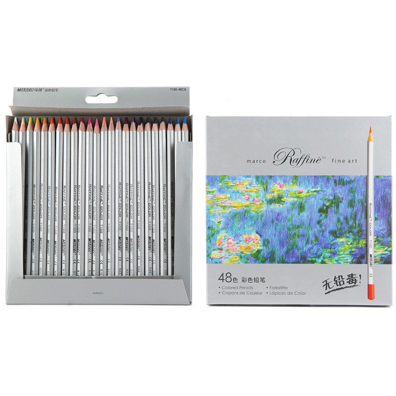 马可(MARCO)7100-48CB彩色铅笔 48色纸盒装+48支装笔帘+奇幻梦境填色本 彩铅 素描铅笔 绘画笔 画画笔高清大图