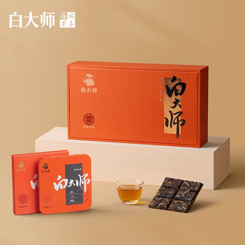 白大师 福鼎高山老白茶小方片2018年陈皮白茶寿眉紧压茶叶正宗 30克高清大图