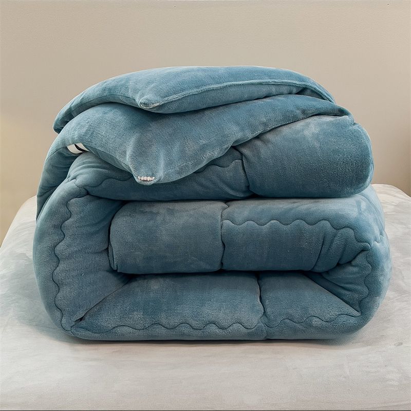 南极人加厚双面牛奶绒冬季保暖宿舍家用单双人棉被芯 2*2.3m10斤 ND宾利蓝双面牛奶绒冬被