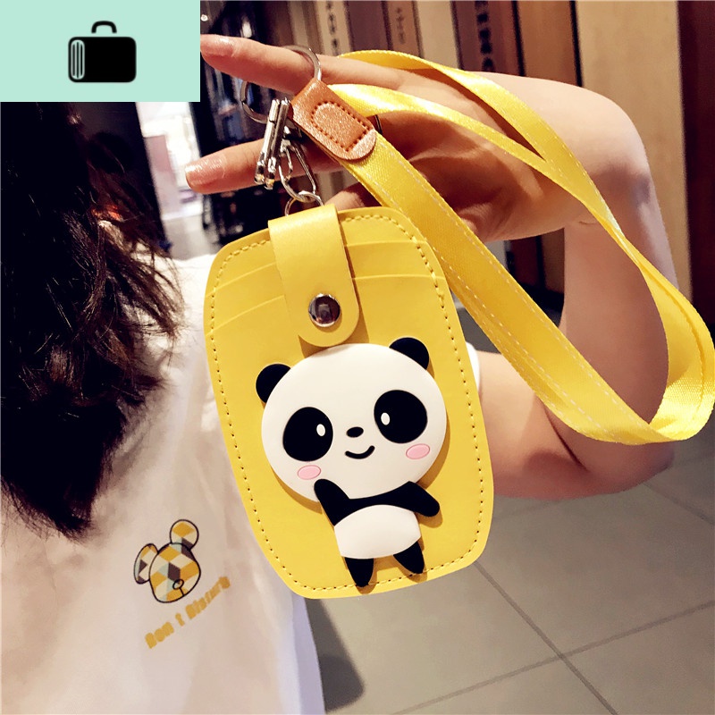 mewgulf熊猫卡套学生校园ins卡包可爱少女卡包公交饭卡保护套情侣NEW LAKE女士钱包/卡包 椭三黄贴大软熊猫-黄