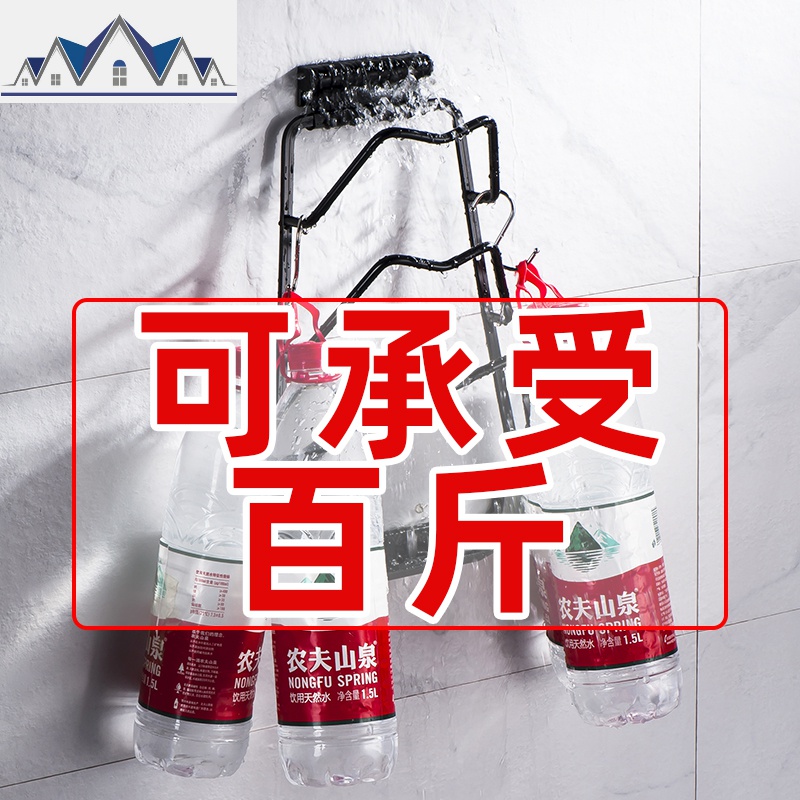 免打孔壁挂带接水盘收纳用品放锅盖的架子厨房置物架黑色 三维工匠高清大图
