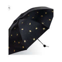乐拼购其他品牌雨衣雨伞太阳伞伞雨伞女晴雨两用折叠轻巧便携黑胶太阳伞防紫外线防晒遮阳伞 银杏飞舞/黑色[黑胶55x8K]