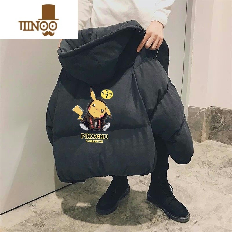 YANXU冬季棉衣男连帽潮牌卡通棉服外套港风ins大码加厚潮流青少年棉袄 4XL 问号棉衣外套黑色