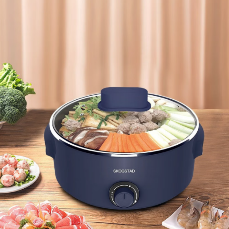 思嘉思达雅格电火锅SKD-G0020 1360瓦强劲加热铝合金不粘内锅3.5升大容量旋钮控制