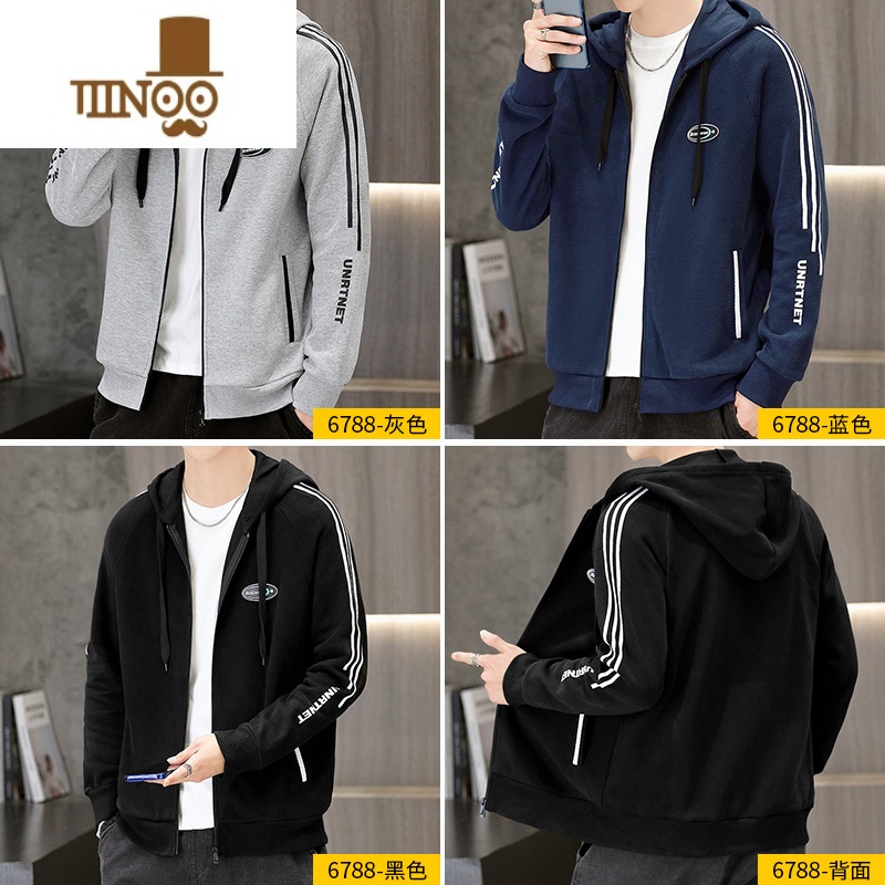 YANXU卫衣男士新款潮牌宽松连帽开衫休闲痞帅运动外套男装上衣服高清大图