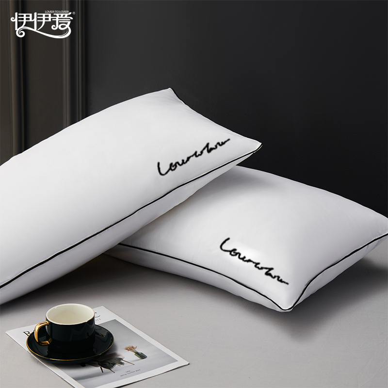 伊伊爱 YJD25369 经典刺绣全棉羽丝绒枕芯 48*74cm高清大图