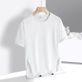 冰丝短袖T恤男夏季宽松纯色打底衫圆领套头青年运动速干男上衣潮 3XL 312-TX-821白色
