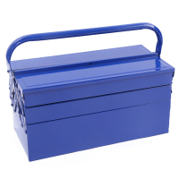 海斯迪克 HKW-30 新款加厚铁皮双层工具箱 大号铁三层400*200*200 多功能手提折叠电工维修工具箱