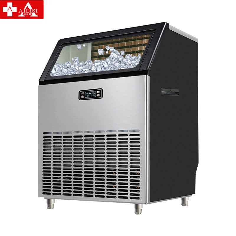 埃利斯(AILISI)90冰格不锈钢外壳制冰机 手动自动加水 方冰HZB-120F/ABL