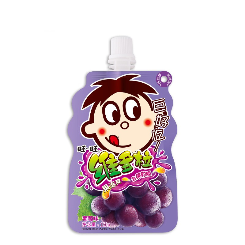 旺旺wantwant维多粒椰果果冻爽葡萄味150g袋口袋包袋装