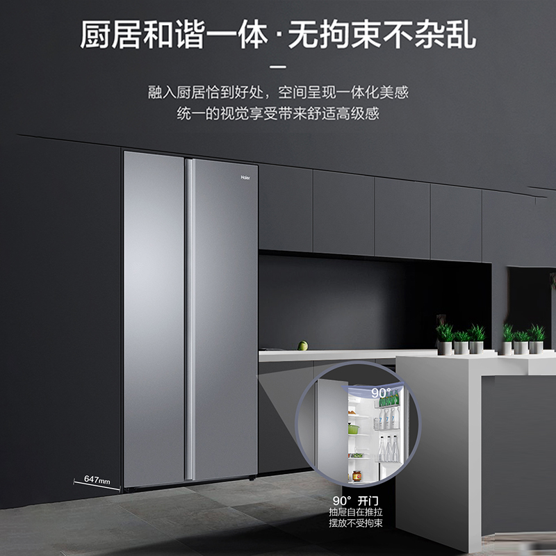 海尔(Haier)541升对开门双开门 一级变频节能 风冷无霜大容量嵌入式家用冰箱BCD-541WGHSSEDG7高清大图