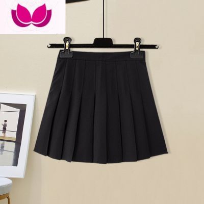 七斓JK学院风辣妹套装女夏季新款2022polo领针织短袖t恤+百褶裙套 黑色百褶裙 L