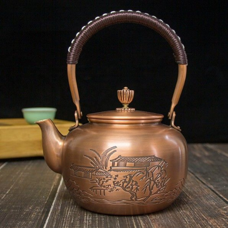 茶壶铜壶烧水壶纯手工铜艺仿古八角紫铜壶养生煮茶烧水壶功夫茶具7号