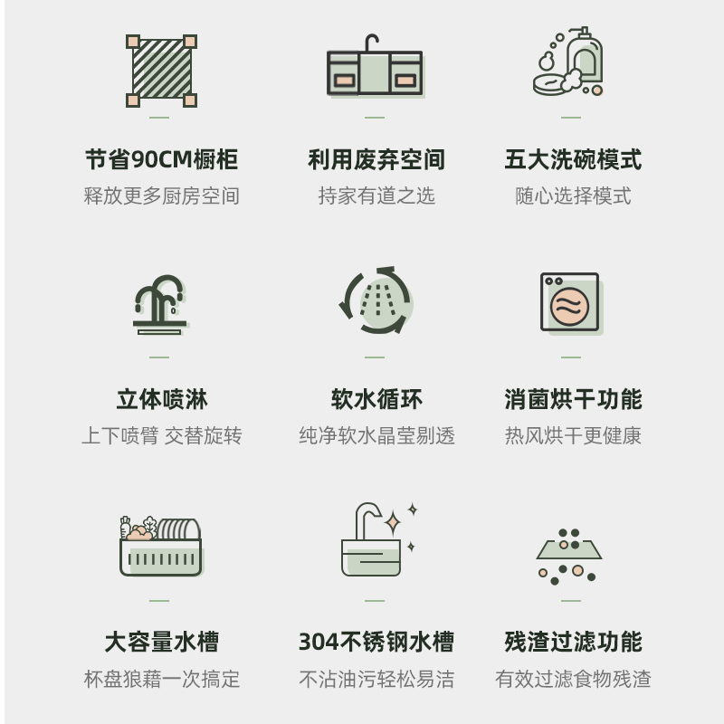优盟US02集成水槽洗碗机一体机8套碗筷洗碗机+70升大容量手工水槽单槽
