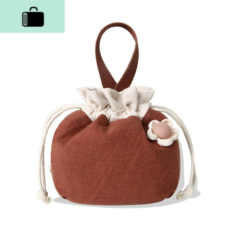 束口袋手提包女生日韩帆布艺收纳袋便当包手机零钱小包包newlake视频