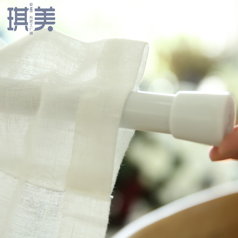 小清新成品咖啡帘半帘纱卧室帘穿杆窗帘厨房纱帘橱柜短帘白色